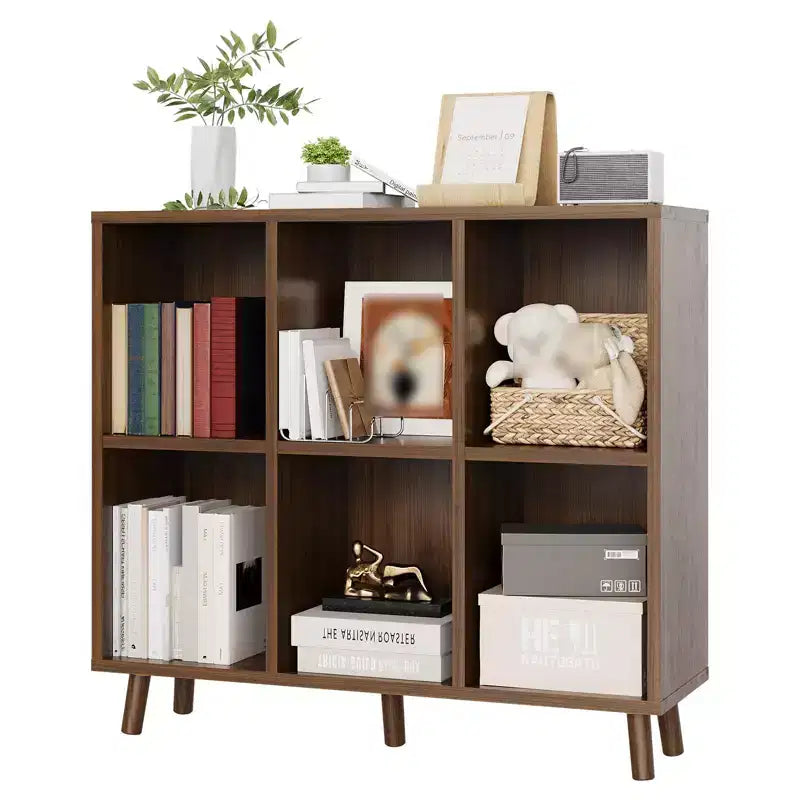 Wooden Cube Bookshelf, Freestanding Open Bookcase, Floor Standing Display Cabinet, Open Storage Organizer for Living Room, Office, Study Room