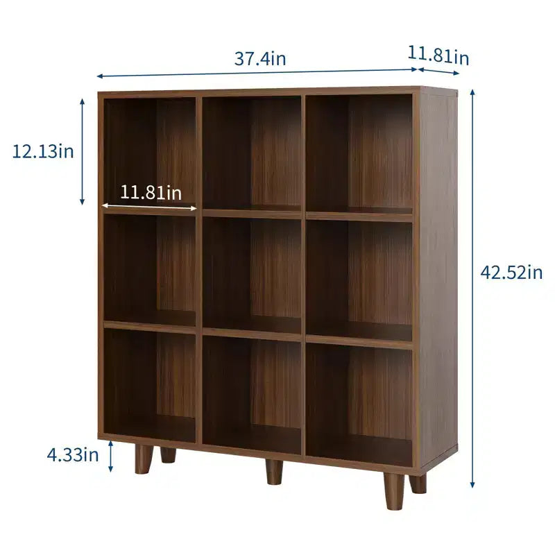 Wooden Cube Bookshelf, Freestanding Open Bookcase, Floor Standing Display Cabinet, Open Storage Organizer for Living Room, Office, Study Room