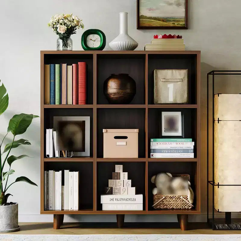 Wooden Cube Bookshelf, Freestanding Open Bookcase, Floor Standing Display Cabinet, Open Storage Organizer for Living Room, Office, Study Room