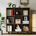 Wooden Cube Bookshelf, Freestanding Open Bookcase, Floor Standing Display Cabinet, Open Storage Organizer for Living Room, Office, Study Room