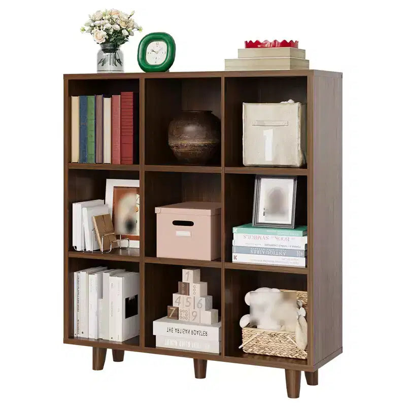 Wooden Cube Bookshelf, Freestanding Open Bookcase, Floor Standing Display Cabinet, Open Storage Organizer for Living Room, Office, Study Room