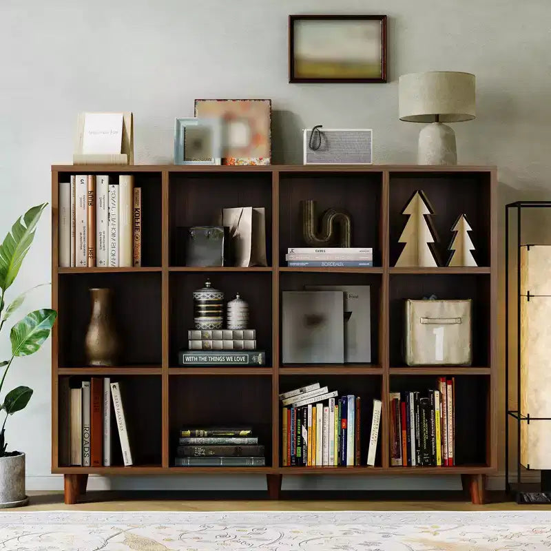Wooden Cube Bookshelf, Freestanding Open Bookcase, Floor Standing Display Cabinet, Open Storage Organizer for Living Room, Office, Study Room