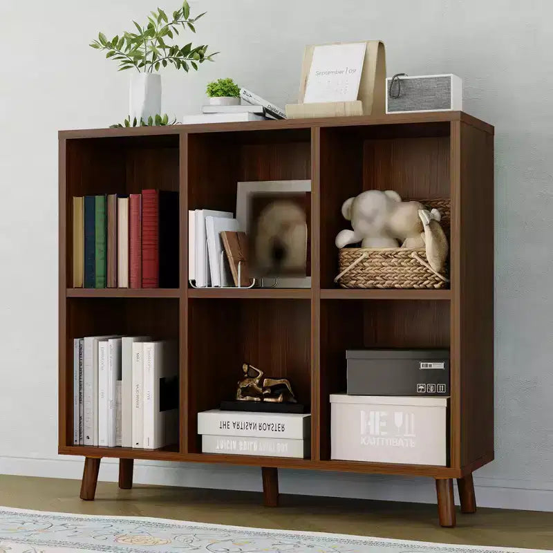 Wooden Cube Bookshelf, Freestanding Open Bookcase, Floor Standing Display Cabinet, Open Storage Organizer for Living Room, Office, Study Room