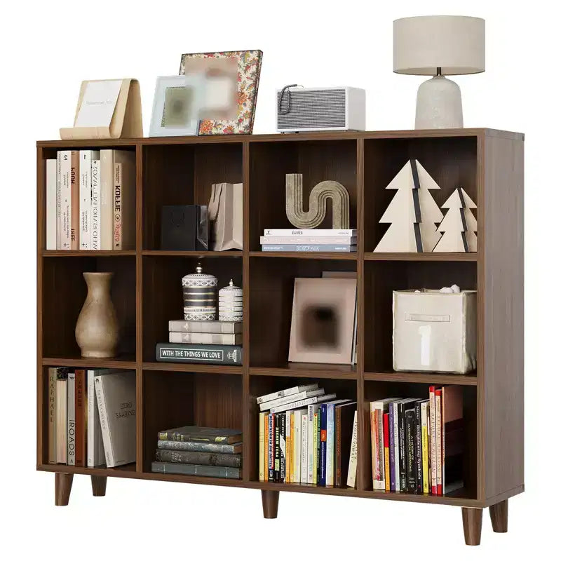 Wooden Cube Bookshelf, Freestanding Open Bookcase, Floor Standing Display Cabinet, Open Storage Organizer for Living Room, Office, Study Room