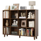 Wooden Cube Bookshelf, Freestanding Open Bookcase, Floor Standing Display Cabinet, Open Storage Organizer for Living Room, Office, Study Room