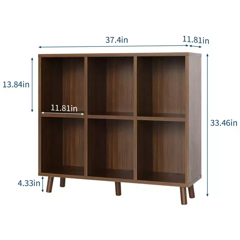 Wooden Cube Bookshelf, Freestanding Open Bookcase, Floor Standing Display Cabinet, Open Storage Organizer for Living Room, Office, Study Room