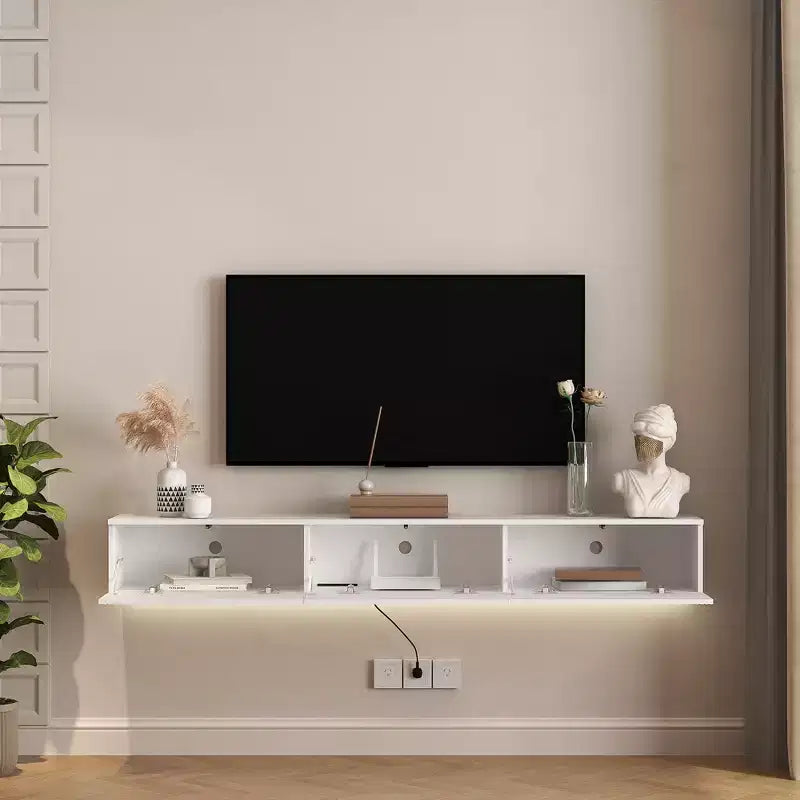 Floating TV Stand Wall Mounted with 16 Color LEDs,69 Modern TV Stand, Floating TV Cabinet Entertainment Center for 55 60 65 Inch TV