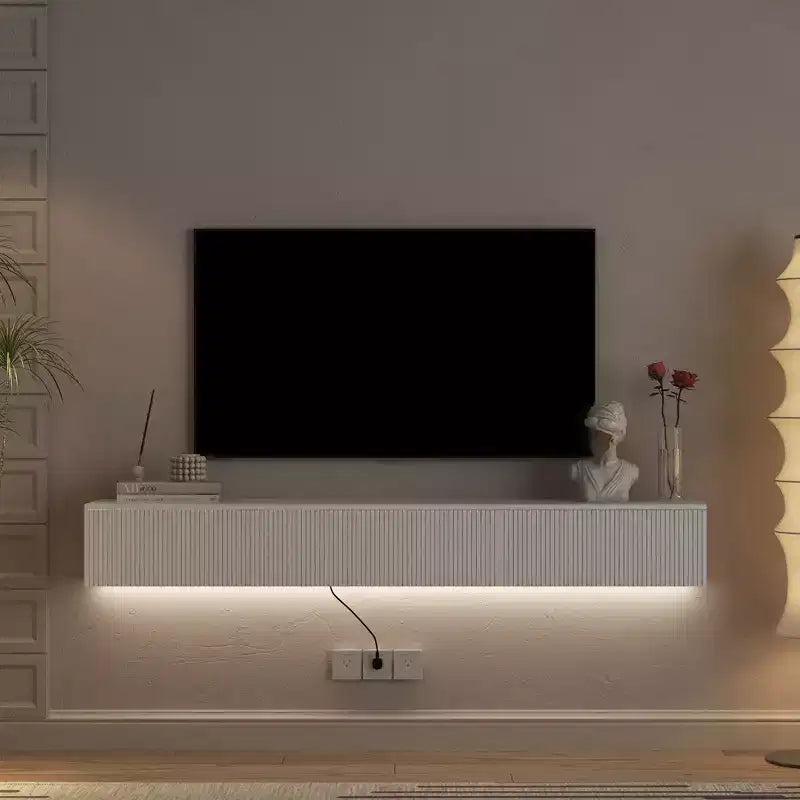 Floating TV Stand Wall Mounted with 16 Color LEDs,69 Modern TV Stand, Floating TV Cabinet Entertainment Center for 55 60 65 Inch TV