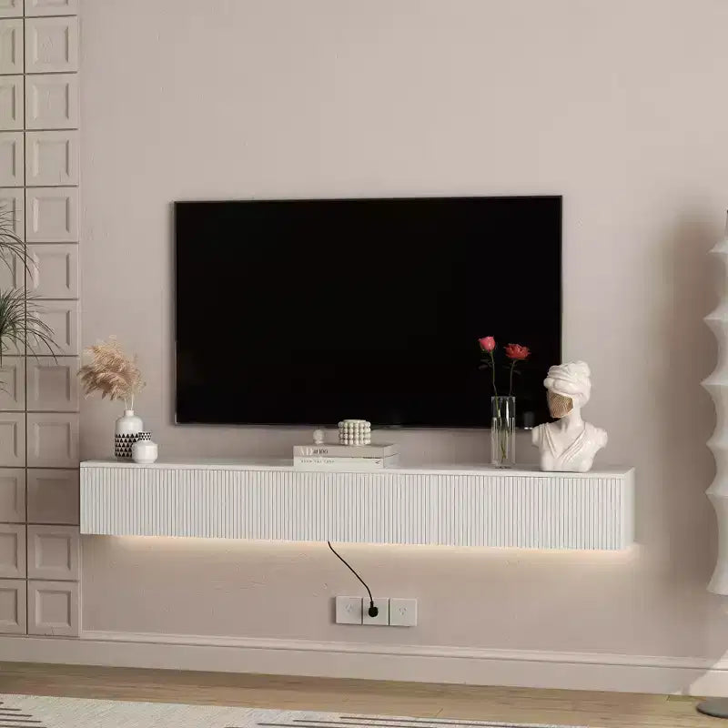 Floating TV Stand Wall Mounted with 16 Color LEDs,69 Modern TV Stand, Floating TV Cabinet Entertainment Center for 55 60 65 Inch TV