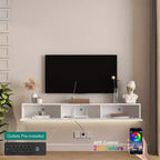 Floating TV Stand Wall Mounted with 16 Color LEDs,69 Modern TV Stand, Floating TV Cabinet Entertainment Center for 55 60 65 Inch TV
