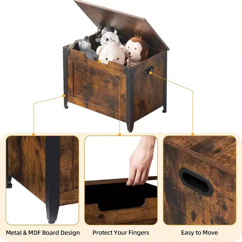 Wooden Storage Chest with Lid,Storage Trunk,Storage Bench with Safety Hinge and Lift-Top for Entryway, Bedroom, Living Room