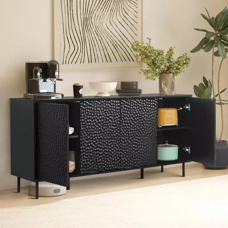Mid-Century Sideboard with Ample Storage & Raised Legs for Easy Cleaning