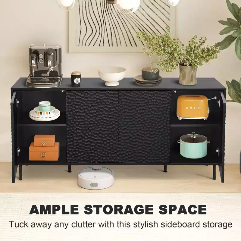 Mid-Century Sideboard with Ample Storage & Raised Legs for Easy Cleaning