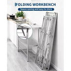 48*24 Inch Heavy-Duty Stainless Steel Folding Table with Undershelf | Commercial/Home Workstation for Food Prep & Catering