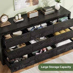 9-Drawer Wooden Dresser, Handle-Free Storage Cabinet for Bedroom, Living Room & Hallway, with Anti-Tip Safety