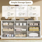 9-Drawer Wooden Dresser, Handle-Free Storage Cabinet for Bedroom, Living Room & Hallway, with Anti-Tip Safety
