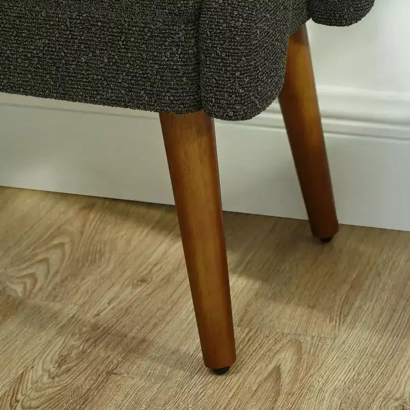 Modern Ottoman Bench with Irregular Geometric Armrests Upholstered Vanity Stool with Wood Legs Entryway Bench for Bedroom, Living Room