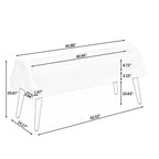 Modern Ottoman Bench with Irregular Geometric Armrests Upholstered Vanity Stool with Wood Legs Entryway Bench for Bedroom, Living Room