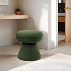 17.5 Mushroom Shape Accent Stool,Round Top Teddy Fabric Ottoman with Pedestal Base,Shearling-Like Pouf for Living Room,Bedroom,Entryway
