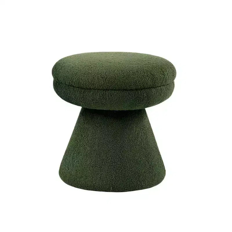 17.5 Mushroom Shape Accent Stool,Round Top Teddy Fabric Ottoman with Pedestal Base,Shearling-Like Pouf for Living Room,Bedroom,Entryway