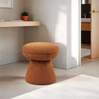 17.5 Mushroom Shape Accent Stool,Round Top Teddy Fabric Ottoman with Pedestal Base,Shearling-Like Pouf for Living Room,Bedroom,Entryway