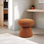 17.5 Mushroom Shape Accent Stool,Round Top Teddy Fabric Ottoman with Pedestal Base,Shearling-Like Pouf for Living Room,Bedroom,Entryway