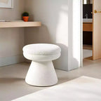 17.5 Mushroom Shape Accent Stool,Round Top Teddy Fabric Ottoman with Pedestal Base,Shearling-Like Pouf for Living Room,Bedroom,Entryway