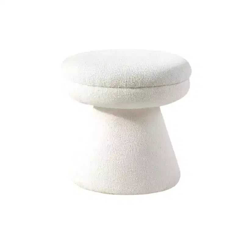 17.5 Mushroom Shape Accent Stool,Round Top Teddy Fabric Ottoman with Pedestal Base,Shearling-Like Pouf for Living Room,Bedroom,Entryway