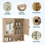Wall Mount Mirror Medicine Cabinet, 22.2 Inch Bathroom Medicine Cabinet with Adjustable Shelf, Waterproof Cabinet for Bathroom Organization