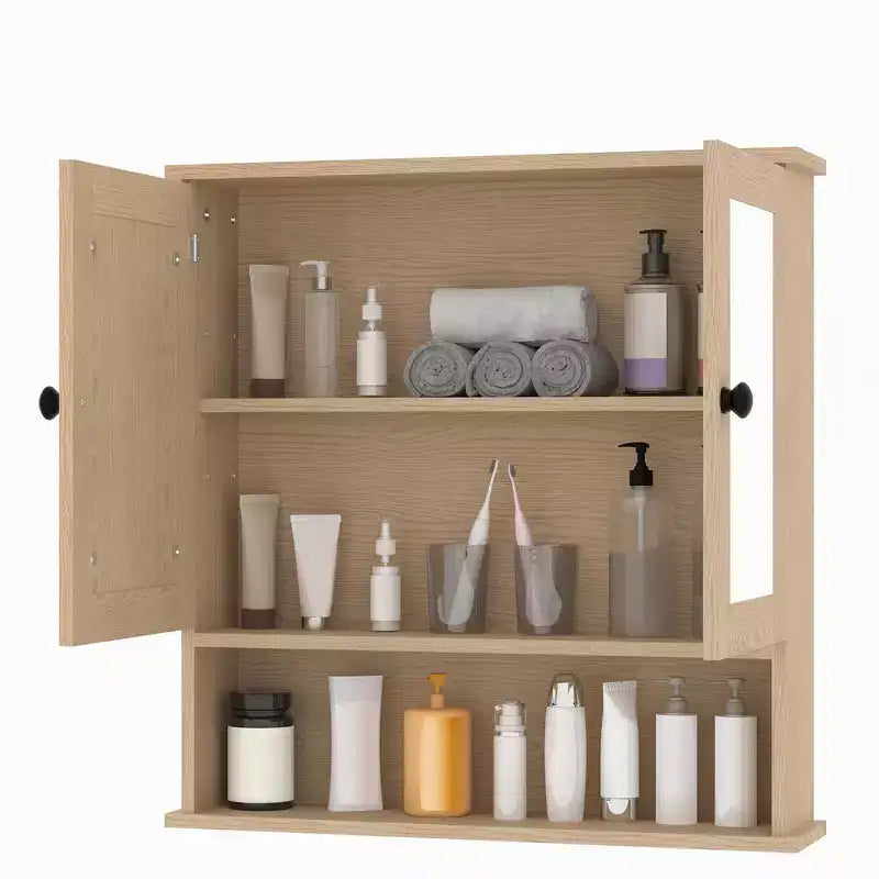Wall Mount Mirror Medicine Cabinet, 22.2 Inch Bathroom Medicine Cabinet with Adjustable Shelf, Waterproof Cabinet for Bathroom Organization