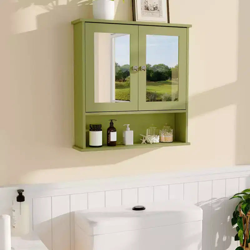 Wall Mount Mirror Medicine Cabinet, 22.2 Inch Bathroom Medicine Cabinet with Adjustable Shelf, Waterproof Cabinet for Bathroom Organization