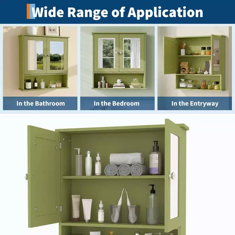 Wall Mount Mirror Medicine Cabinet, 22.2 Inch Bathroom Medicine Cabinet with Adjustable Shelf, Waterproof Cabinet for Bathroom Organization