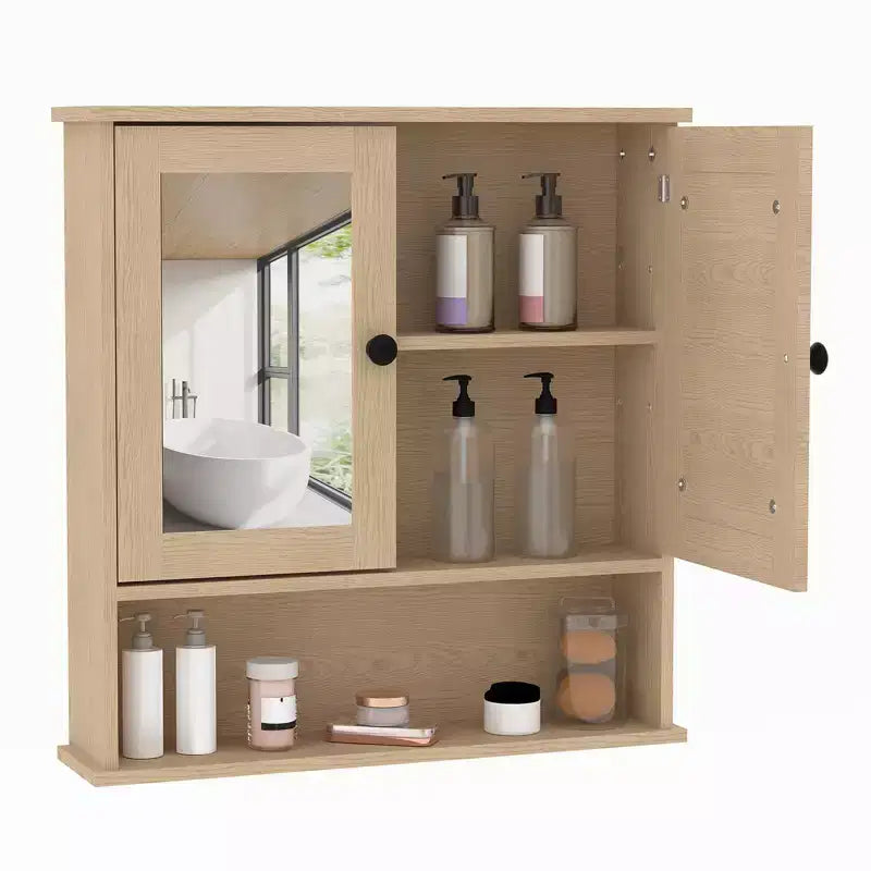 Wall Mount Mirror Medicine Cabinet, 22.2 Inch Bathroom Medicine Cabinet with Adjustable Shelf, Waterproof Cabinet for Bathroom Organization
