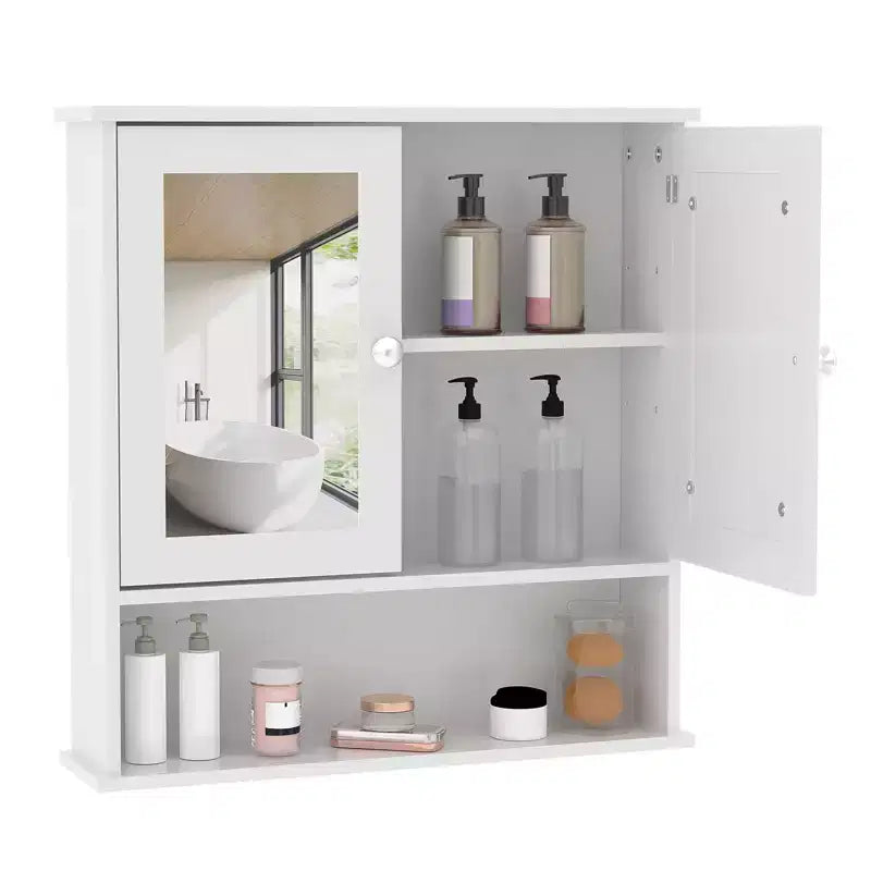 Wall Mount Mirror Medicine Cabinet, 22.2 Inch Bathroom Medicine Cabinet with Adjustable Shelf, Waterproof Cabinet for Bathroom Organization