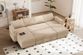 Dyonery 105-inch Four-Seat Pull-Out Sofa Bed with Storage, Side Pockets, Adjustable Backrest, Convertible
