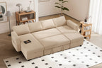 Dyonery 105-inch Four-Seat Pull-Out Sofa Bed with Storage, Side Pockets, Adjustable Backrest, Convertible