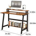 Computer Desk Desk Space Saving PC Laptop Table Office Table with Shelves 2-Tier Work Table with Monitor Stand Laptop Table for Small Rooms,Home