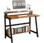 Computer Desk Desk Space Saving PC Laptop Table Office Table with Shelves 2-Tier Work Table with Monitor Stand Laptop Table for Small Rooms,Home