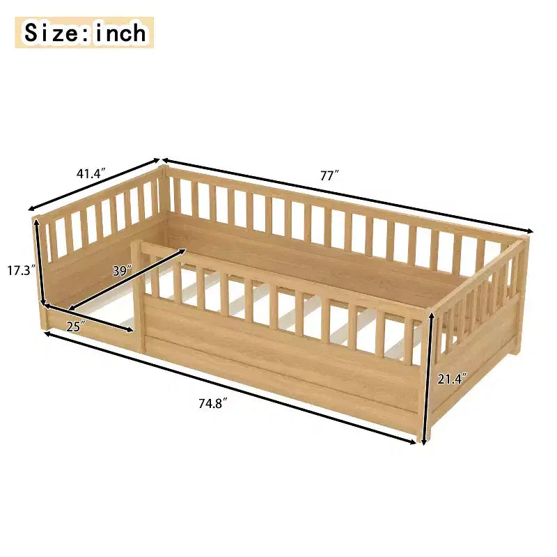 Pine Wood Floor Bed with Super High Security Barrier