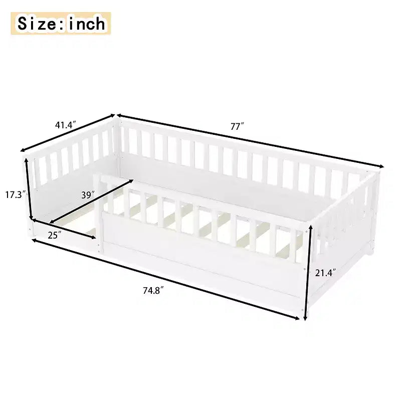 Pine Wood Floor Bed with Super High Security Barrier