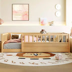 GDFStudio Rowan Pine Wood Floor Bed with Super High Security Barrier
