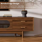 Modern Fluted TV Stand for TVs up to 85, 78 Wooden Entertainment Center with Storage Cabinet & 2 Drawers, TV Console Table for Living Room Bedroom