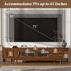 Modern Fluted TV Stand for TVs up to 85, 78 Wooden Entertainment Center with Storage Cabinet & 2 Drawers, TV Console Table for Living Room Bedroom