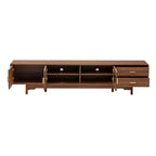 Modern Fluted TV Stand for TVs up to 85, 78 Wooden Entertainment Center with Storage Cabinet & 2 Drawers, TV Console Table for Living Room Bedroom