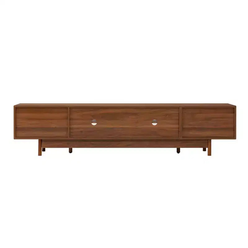 Modern Fluted TV Stand for TVs up to 85, 78 Wooden Entertainment Center with Storage Cabinet & 2 Drawers, TV Console Table for Living Room Bedroom
