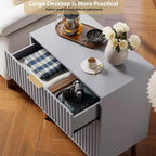 3 Drawer Dresser for Bedroom, 27W Wooden Chest of Drawers, Fluted Sofa Side Table Storage Cabinet, Dresser Narrow Nightstand for Living Room