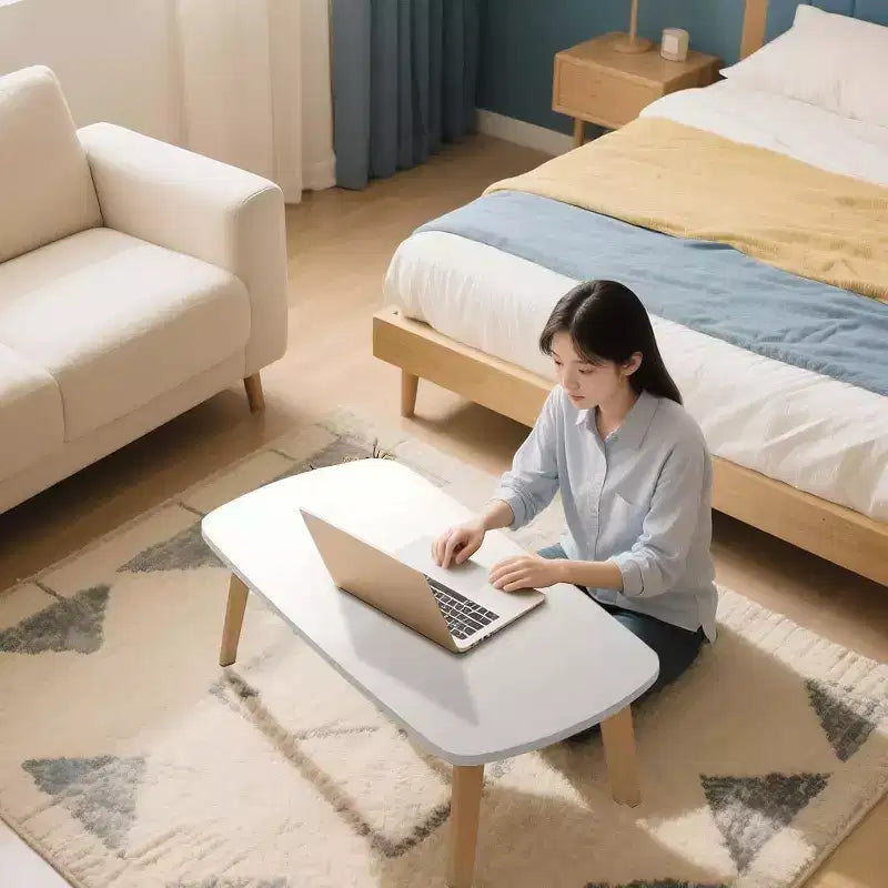 39.9 Wooden Folding Coffee Table, Foldable Laptop Table for Small Spaces, Low Study Table for Sitting on The Floor for Bedroom Office Apartment