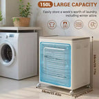Rolling Laundry Hamper W/ Lid, 150L Large Capacity Clothes Hampers Plastic Collapsible Laundry Baskets W/ Wheels Foldable Sturdy Storage Boxes