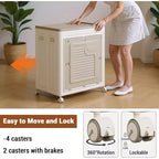 Rolling Laundry Hamper W/ Lid, 150L Large Capacity Clothes Hampers Plastic Collapsible Laundry Baskets W/ Wheels Foldable Sturdy Storage Boxes