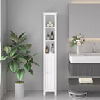 66.92 Tall Bathroom Storage Cabinet with Adjustable Shelves,Slim 1 Doors Freestanding Cabinet with Anti-Tip, Open compartments, for Home Small Spaces